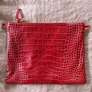 Clare V Flat Clutch with Tabs - Red Embossed Croc 💕